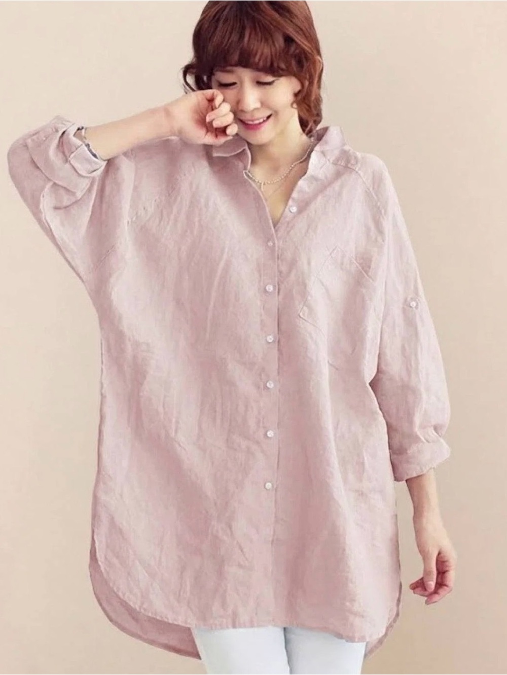 NWT North Fashion Oversized 100% Cotton Linen Shirt